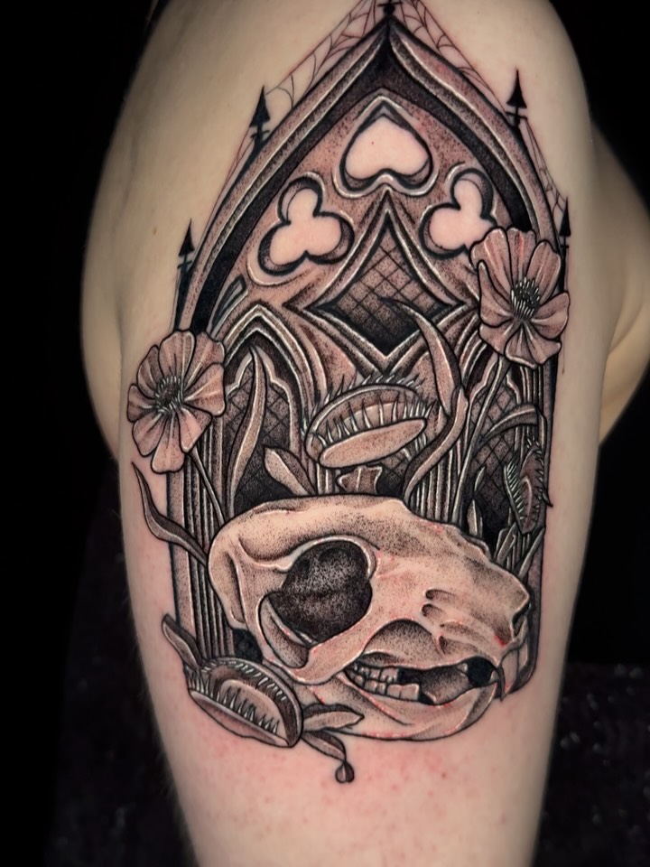 Skull with floral elements