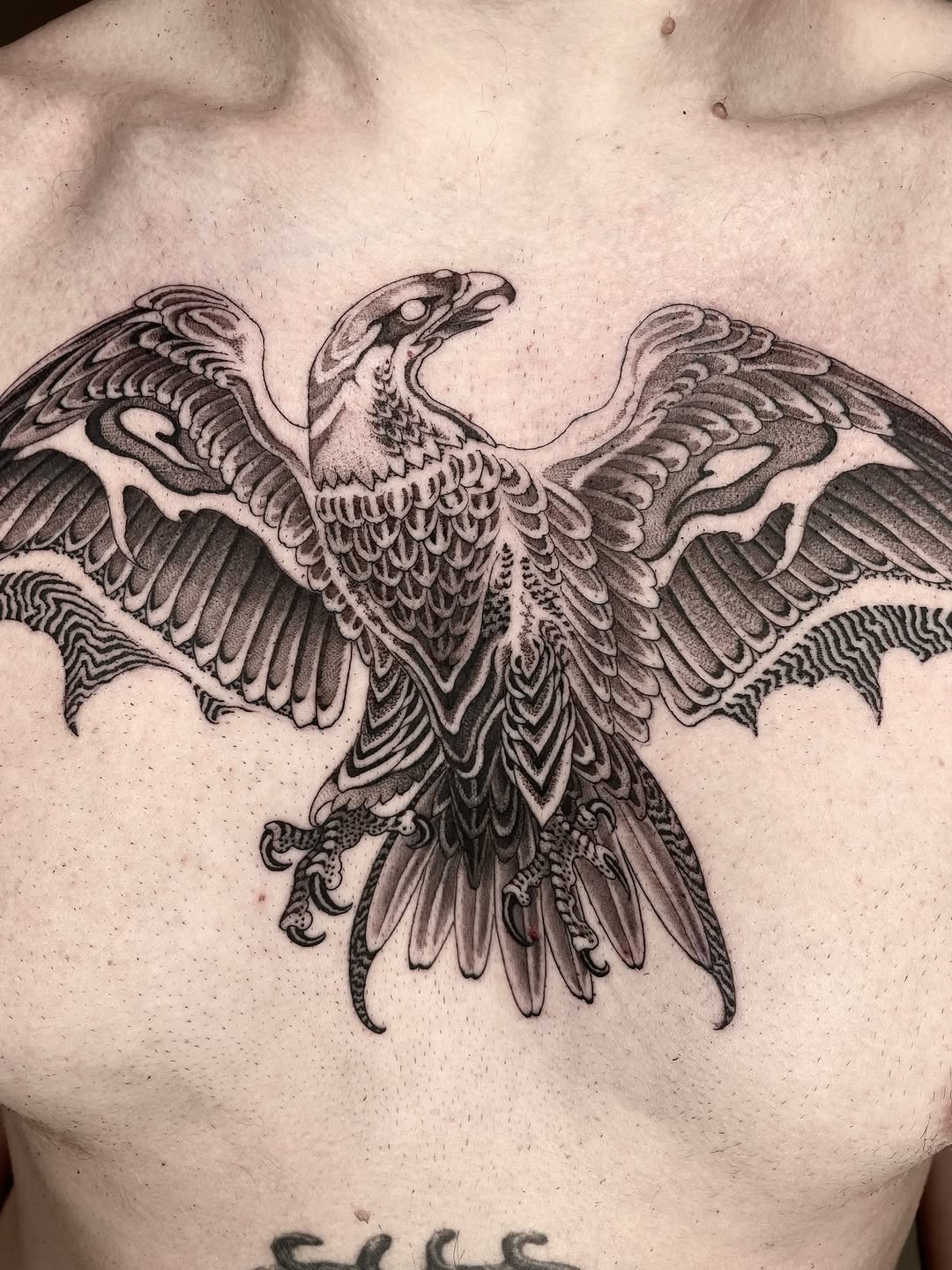 detailed eagle tattoo on chest