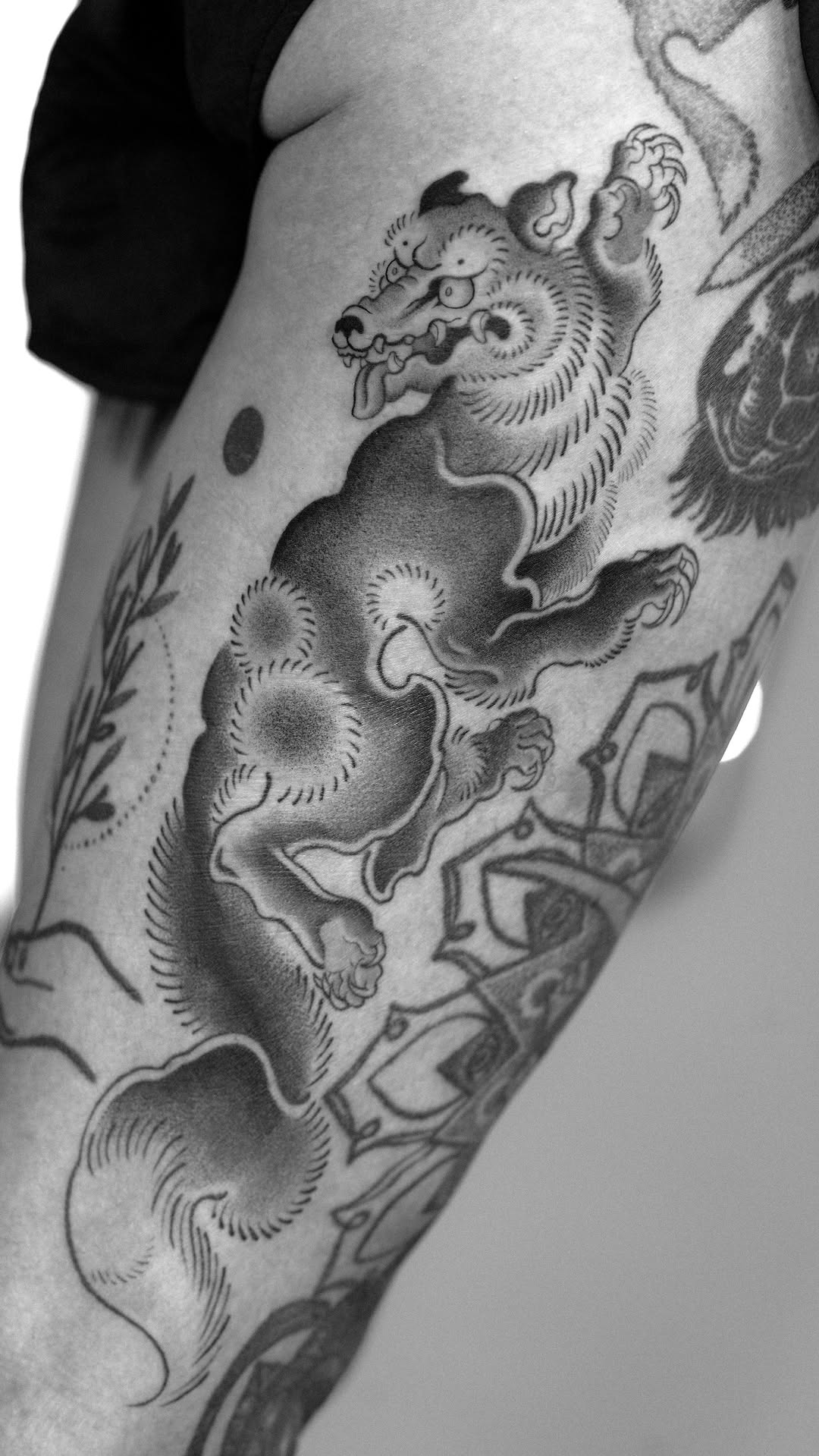 Intricate Japanese-style dragon with bold linework and shading