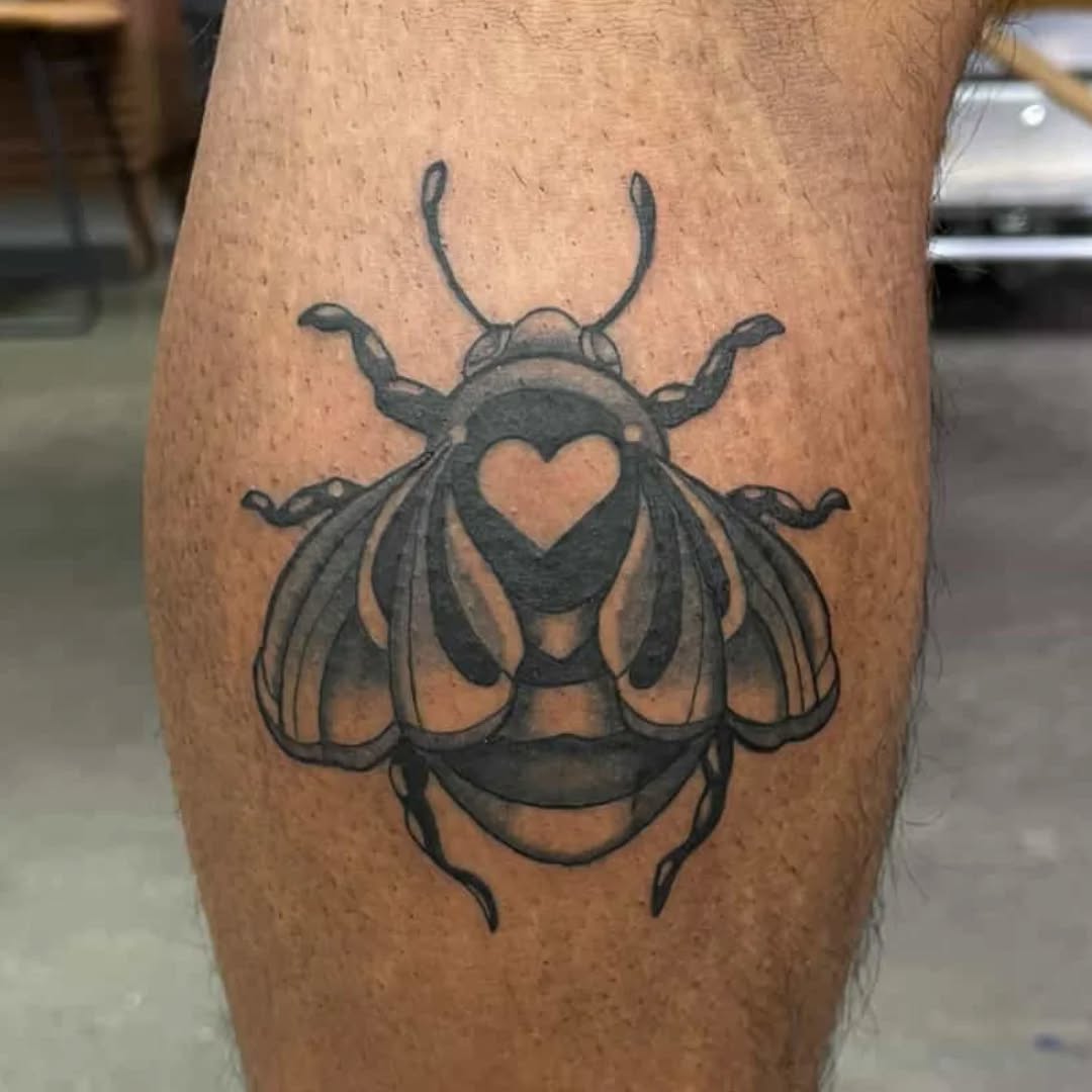 Bold black beetle with heart-shaped thorax and wings