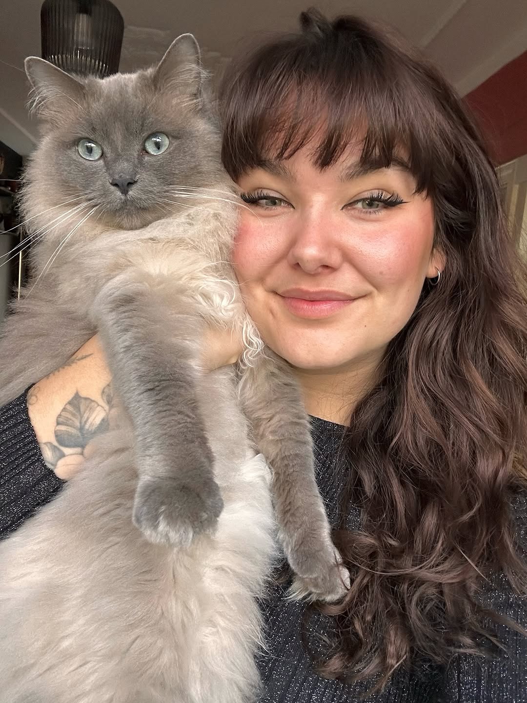 Botanical forearm flower in black-and-gray shading