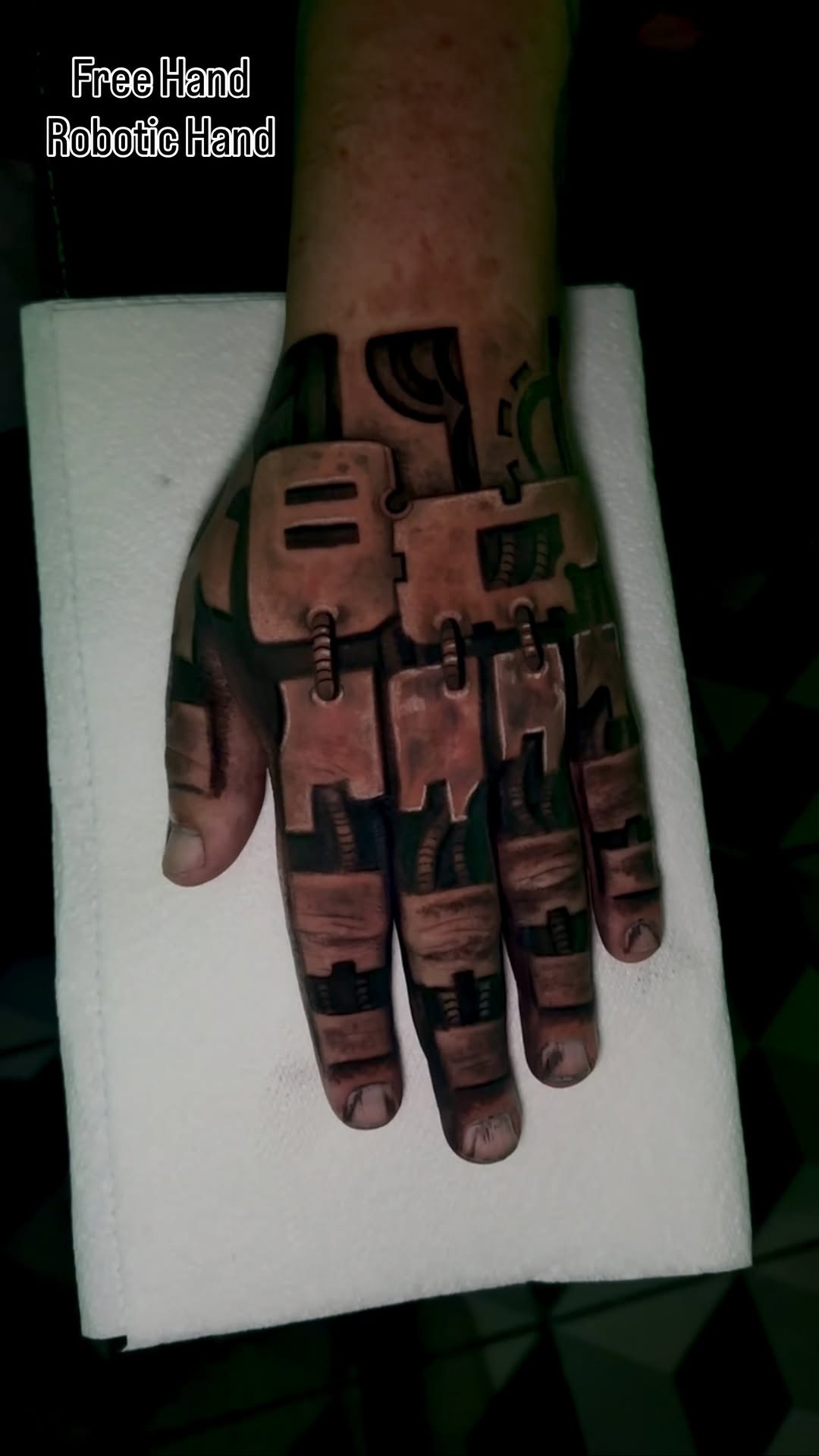 Biomechanical puzzle-hand with bold black shading