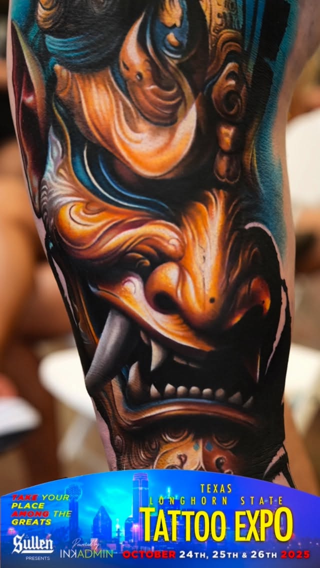 Vibrant dragon head with fiery hues and detailed shading