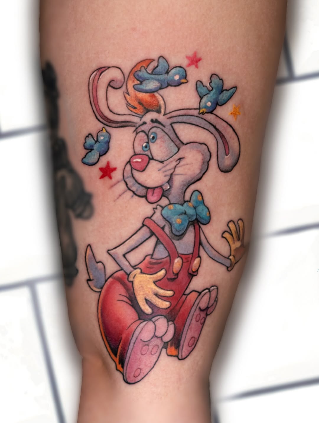 Whimsical Roger Rabbit-inspired cartoon rabbit, bold colors