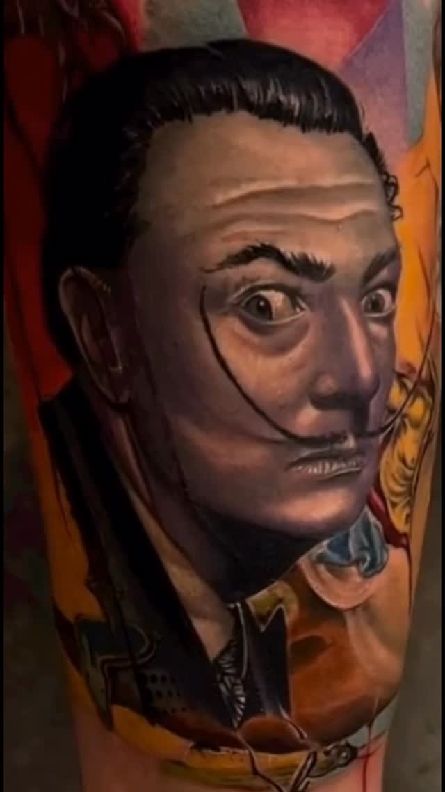 Hyperrealistic male portrait with dramatic shading on arm