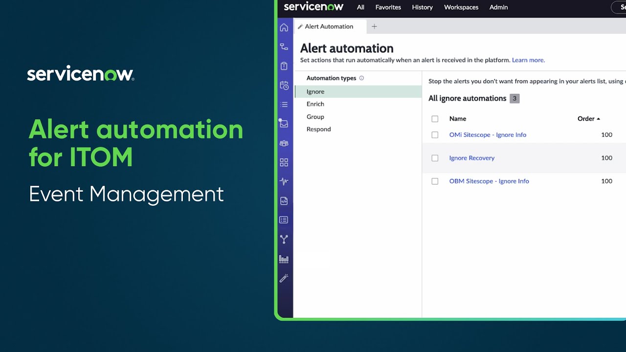 Alert automation for ITOM | Event Management