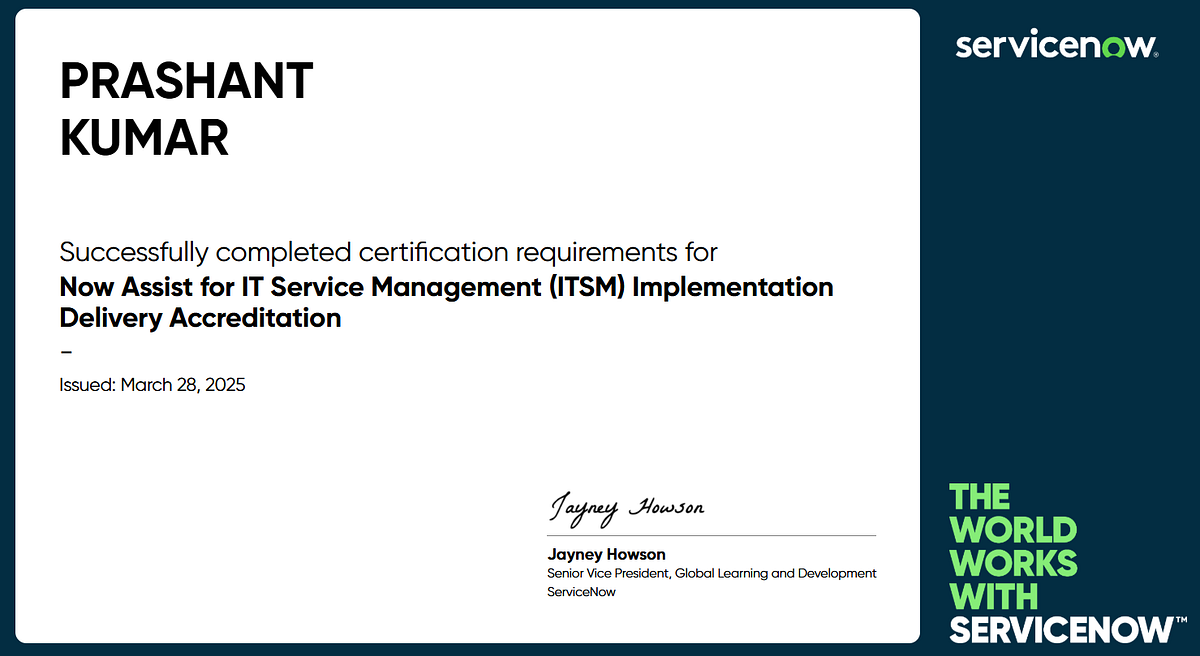 Now Assist for IT Service Management (ITSM) Implementation Delivery Accreditation