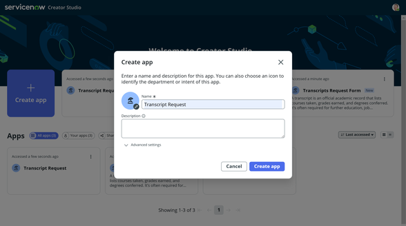 Transcript Request #BuildWithCreatorStudio
