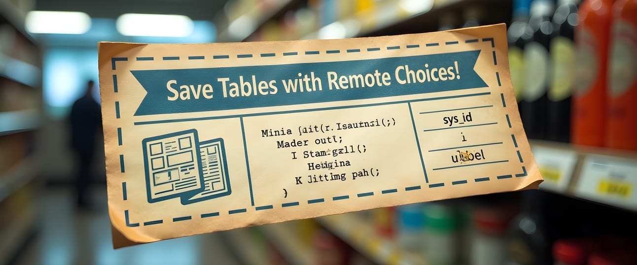 Using Remote Tables for Choices Saves Tables