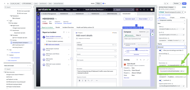 How to Enable Email Composer for Health and Safety Incidents