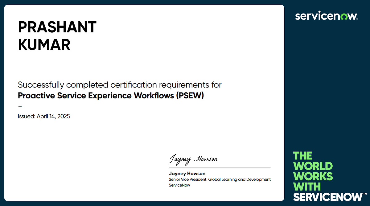 Proactive Service Experience Workflows (PSEW) Accreditation