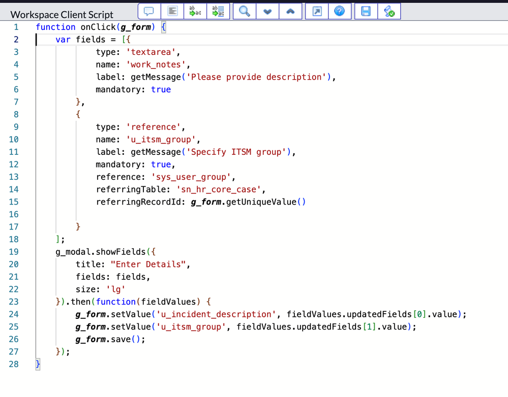 Agent Workspace UI action - examples