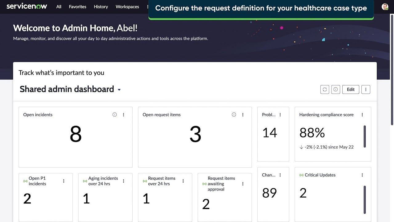 Configure the request definition for your healthcare case type
