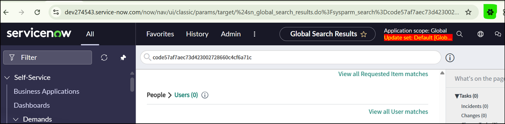 How to find sys_id using global search