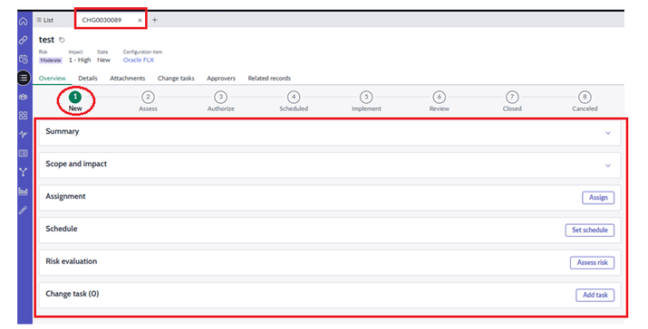 Service Operations Workspace - How to edit "Overview" section on a change record?