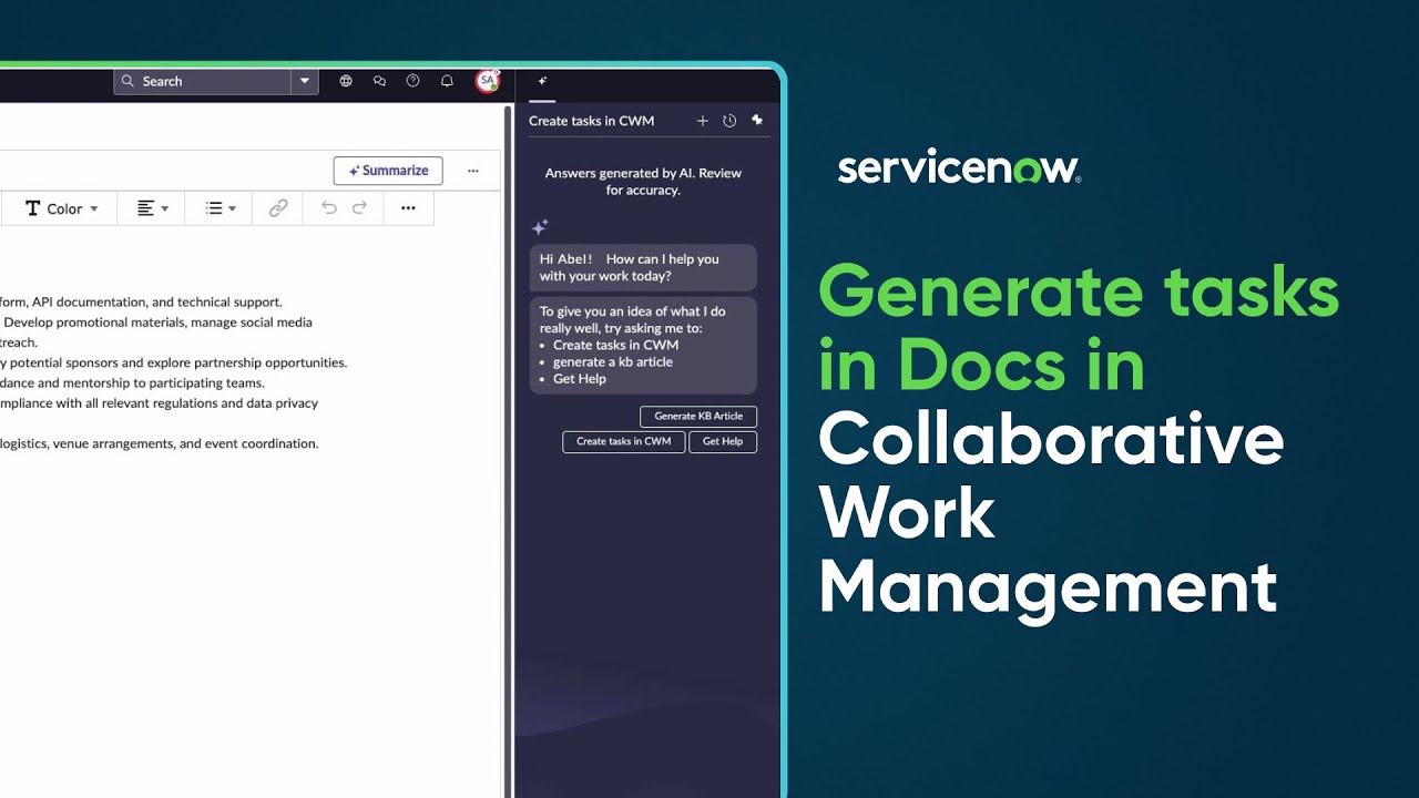 Generate tasks in Docs in Collaborative Work Management
