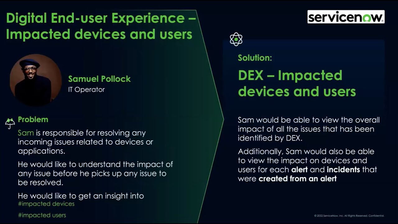 ServiceNow Digital End-user Experience (DEX) Impacted Devices and Users Demo