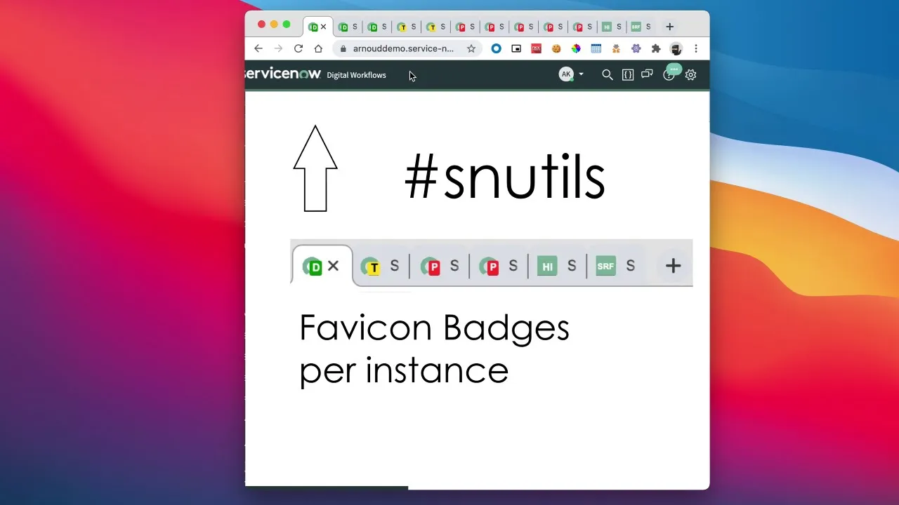 SN Utils Favicon badges to identify Instances
