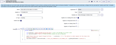 Prevent catalog item submission from backend submission and redirect to relevant portal link