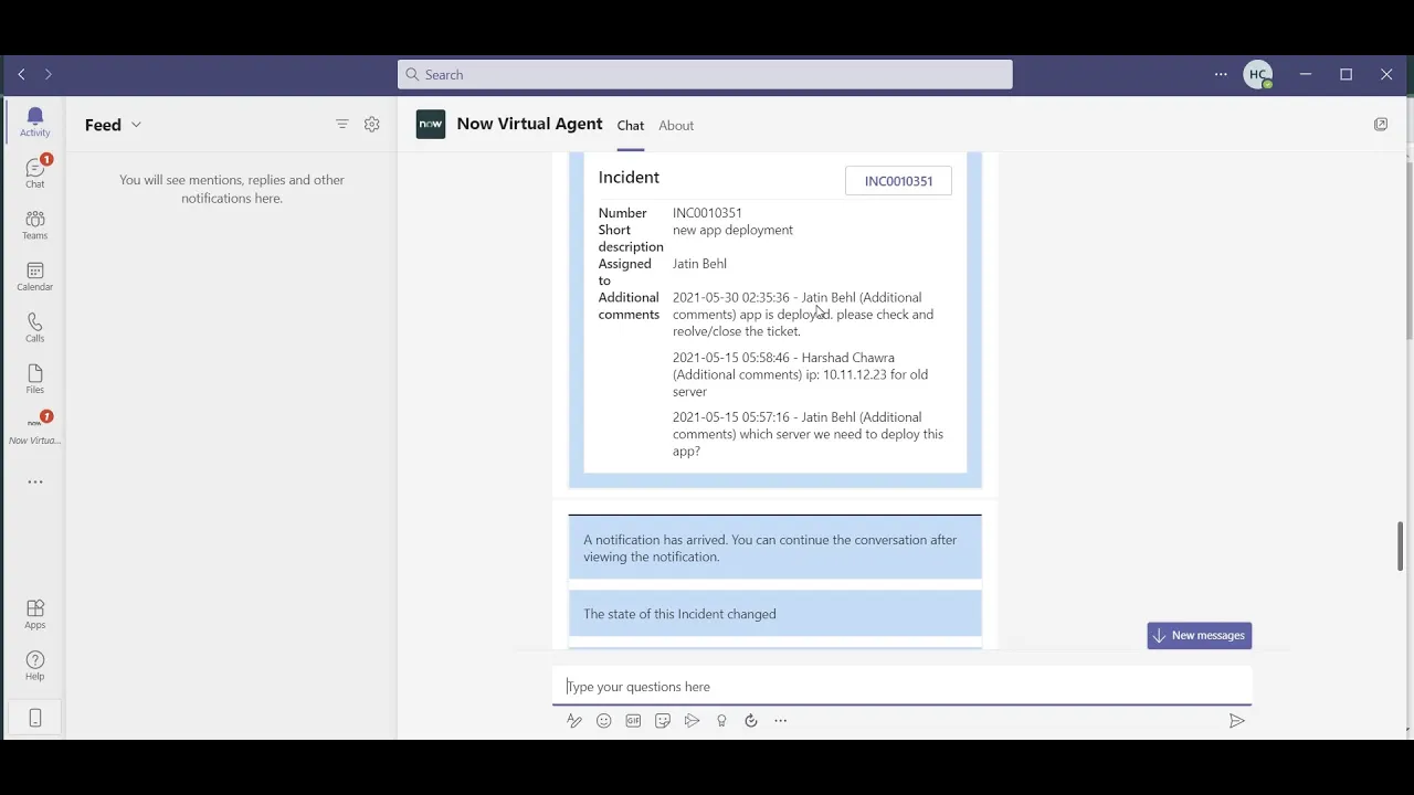 Take action on your ticket | resolve your ticket directly from Microsoft Teams | ServiceNow