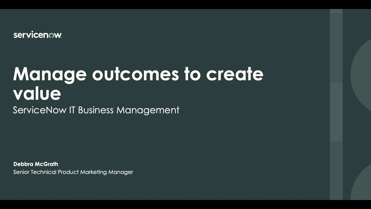 Demo - ITBM Manage Outcomes To Create Value