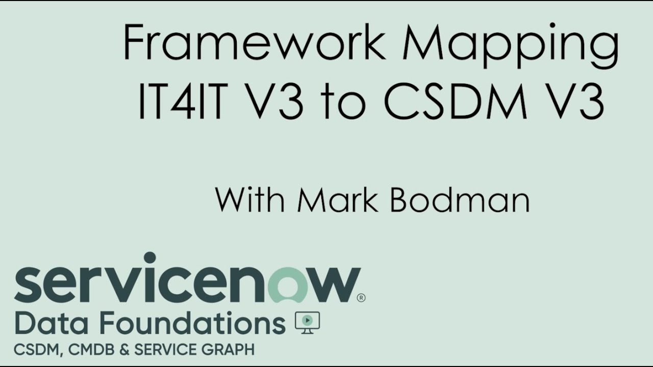 CSDM V3 Framework Mapping: IT4IT V3