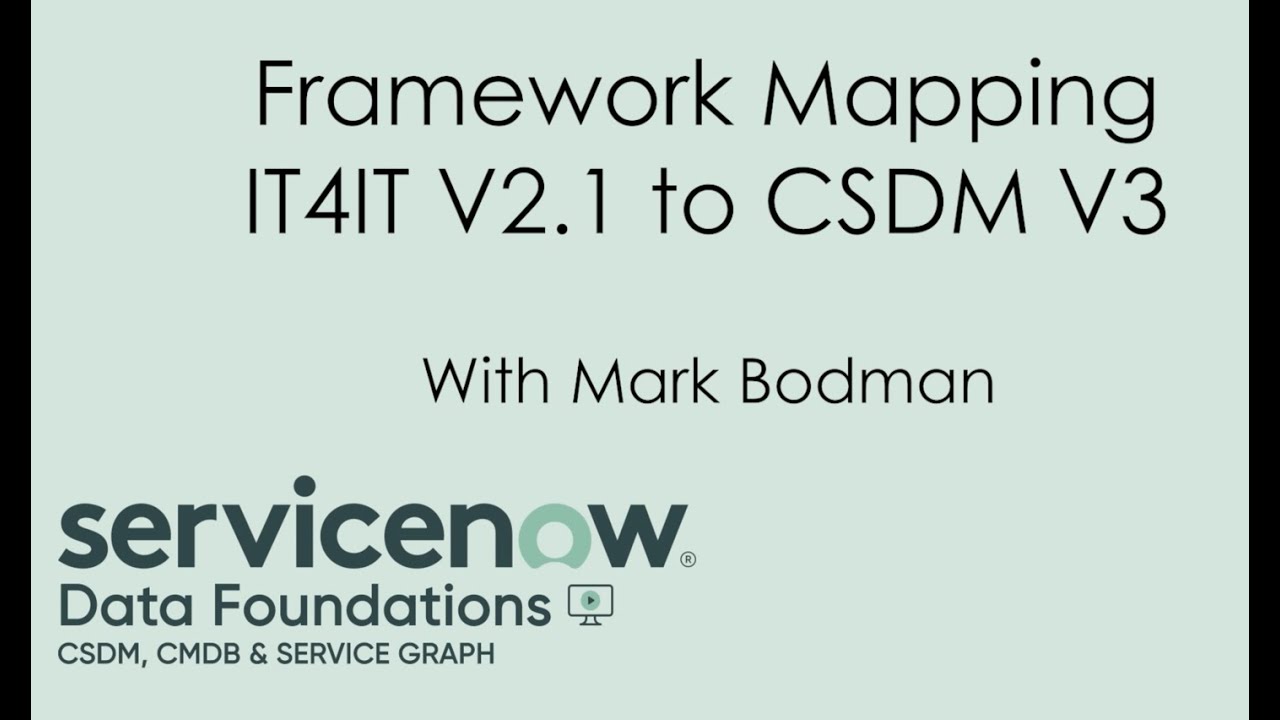 CSDM V3 Framework Mapping: IT4IT V2.1