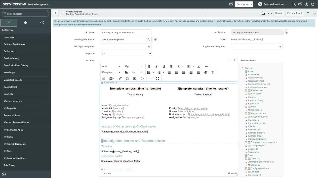 Post-Incident Review Report Designer