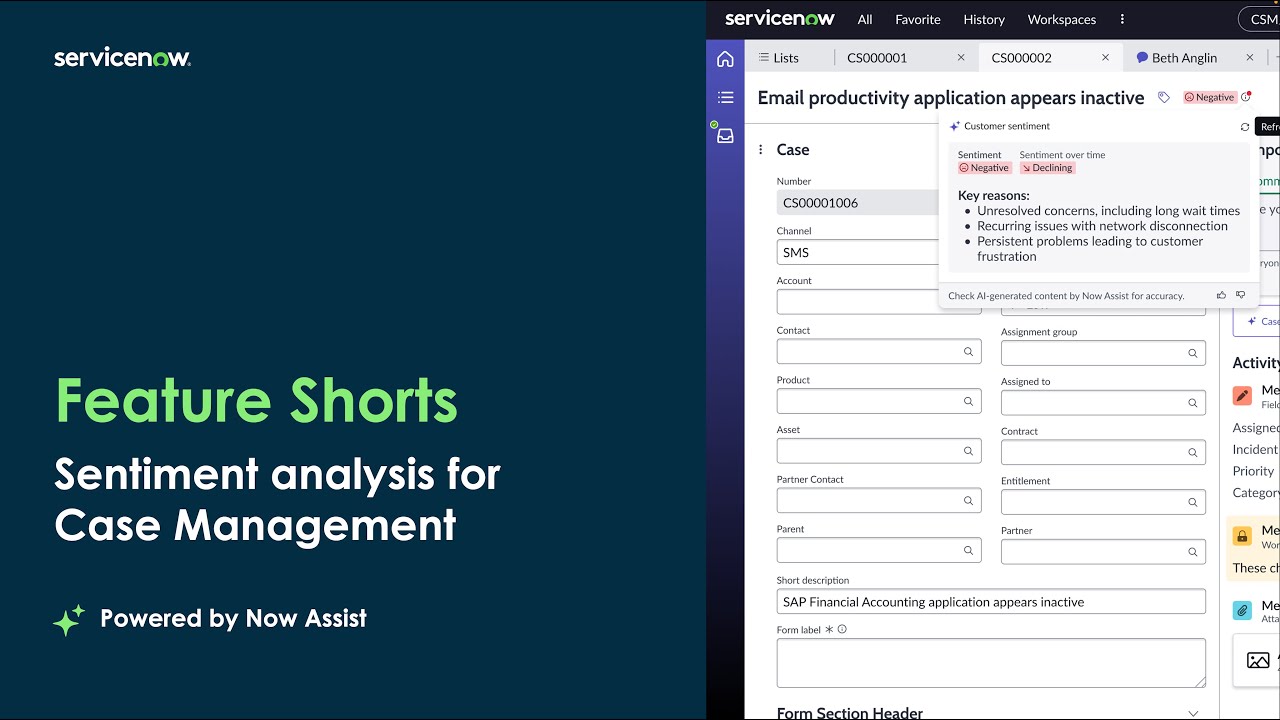 Feature Shorts: Sentiment Analysis on Case Management