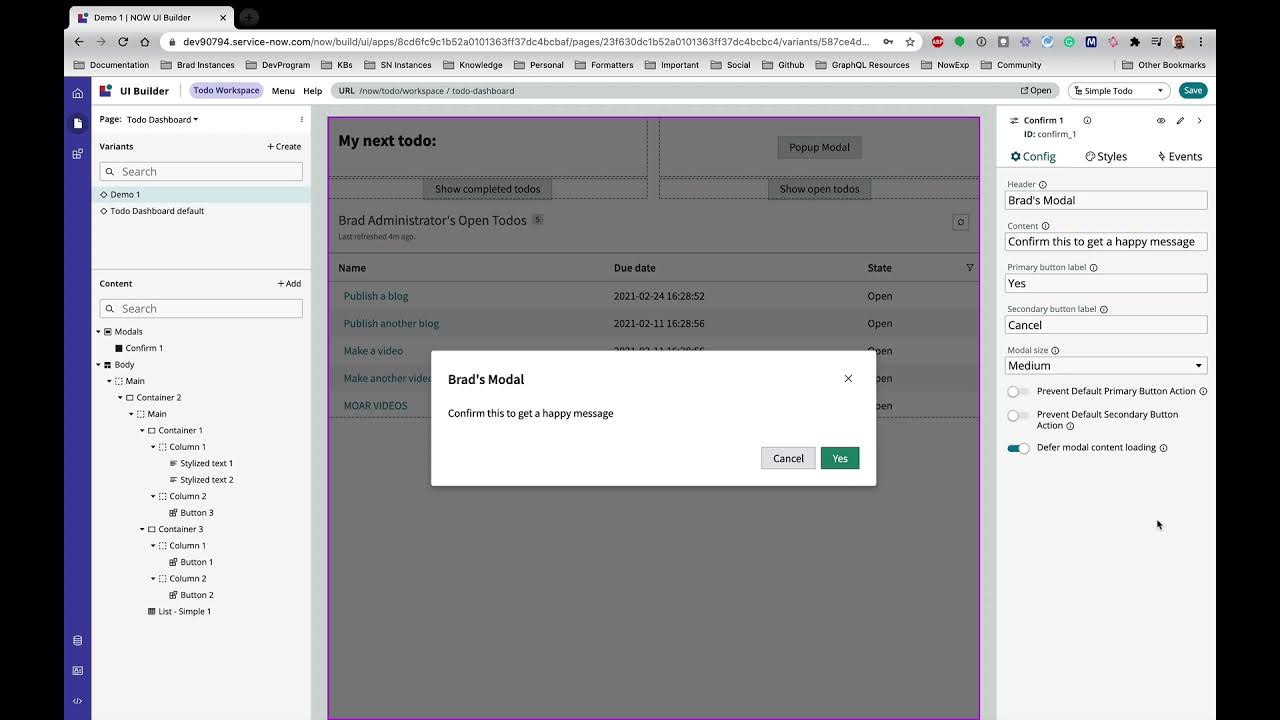 UI Builder - Confirm Modal