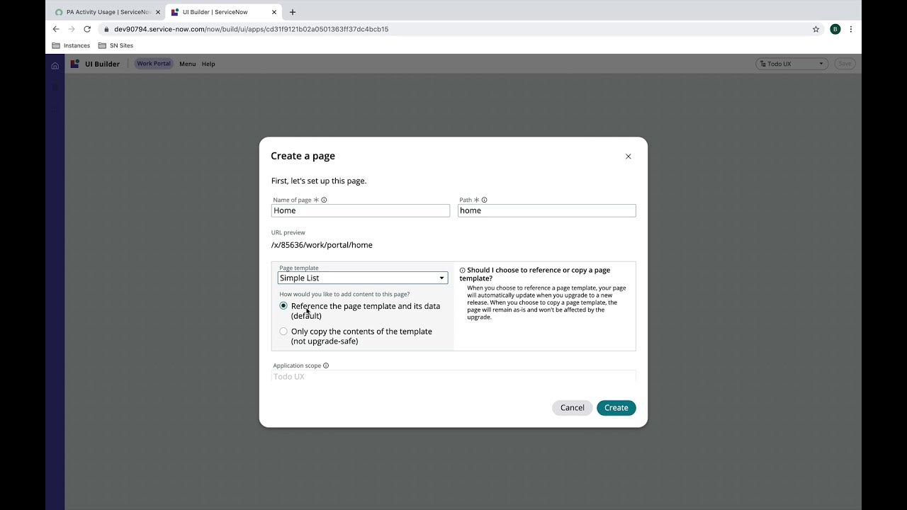 UI Builder - Page Templates