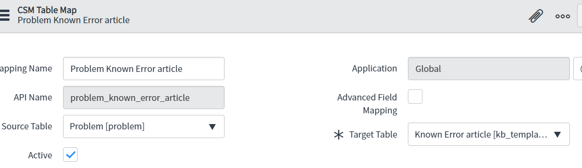 CSMTableMapUtil example: How does the 'Create Known Error article' UI action on Problem work?