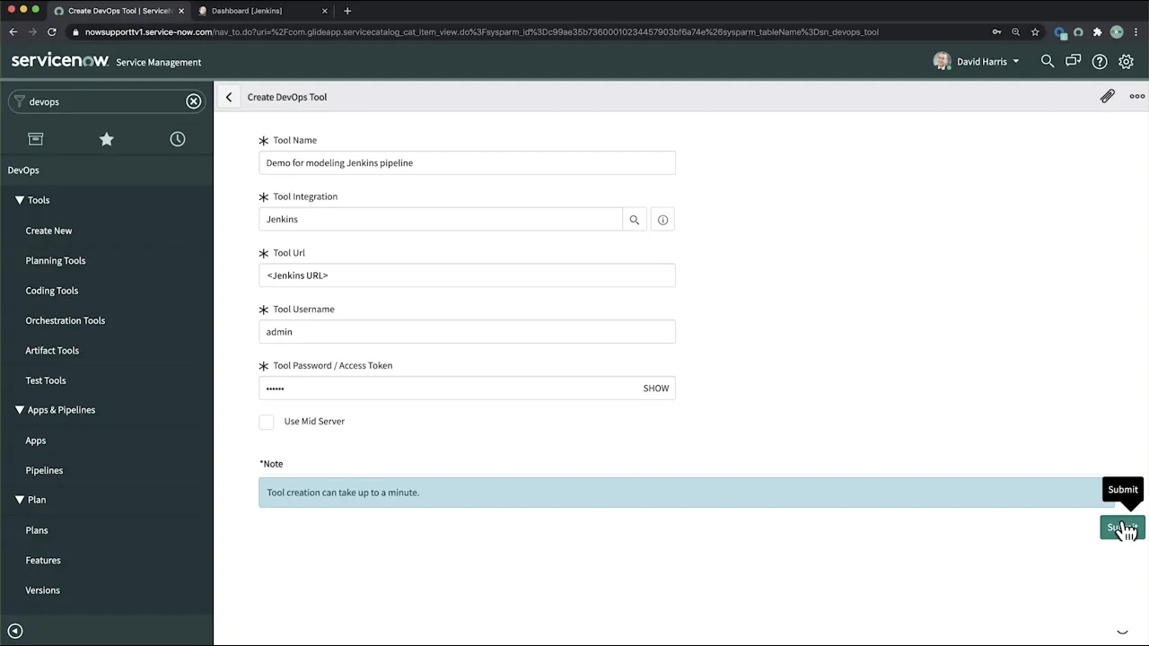 Setting up the DevOps connection with Jenkins