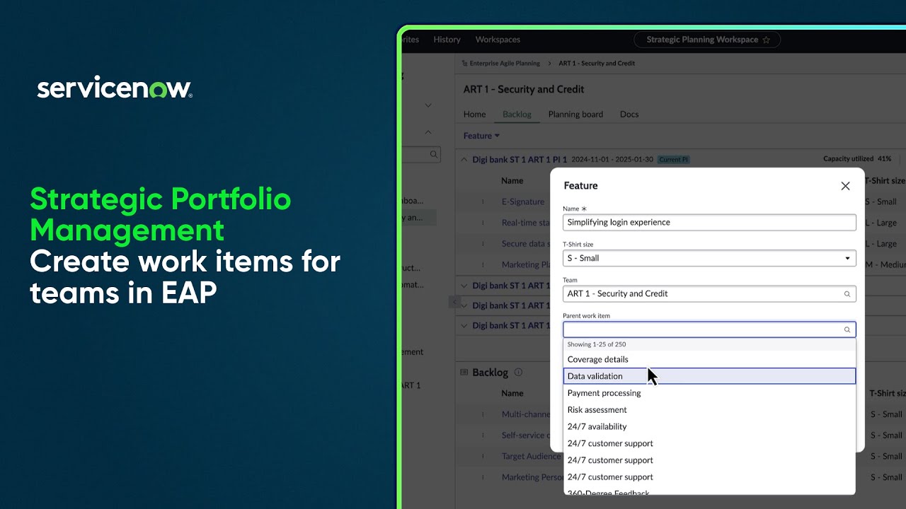 Strategic Portfolio Management | Create work items for teams in EAP