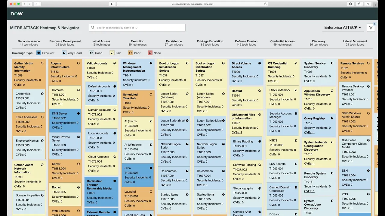 MITRE ATT&CK Framework Demonstration for ServiceNow Security Incident Response