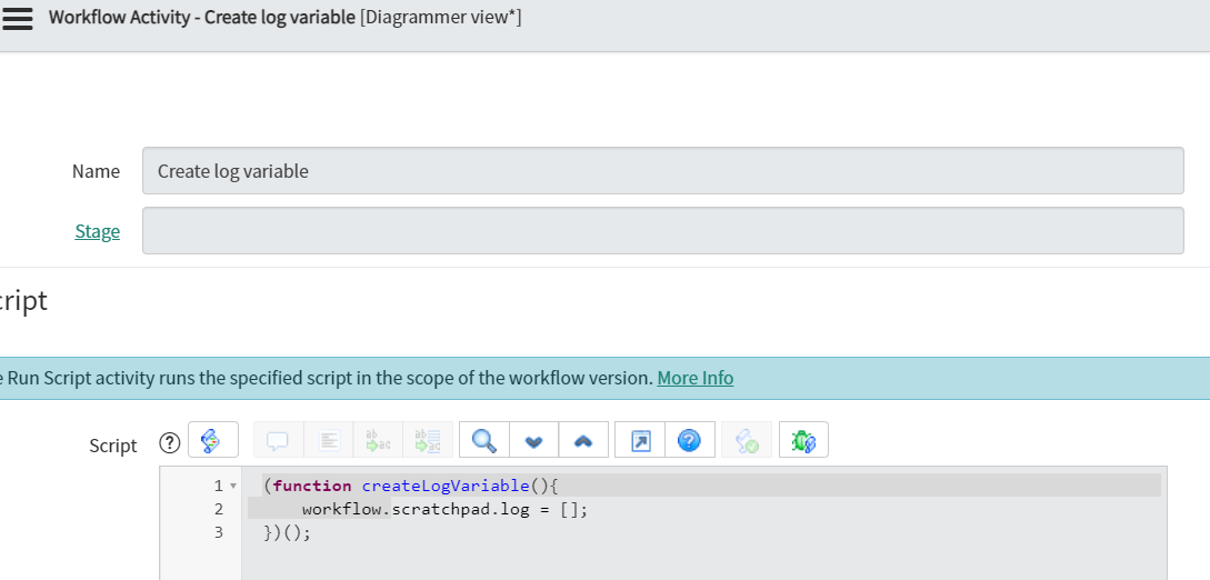 Service Catalog: push a debug log to the workflow from script include