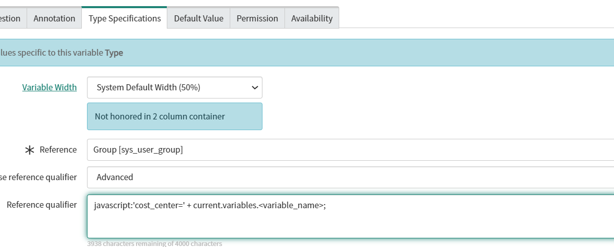 ServiceNow Service Catalog reference qualifier on reference variable