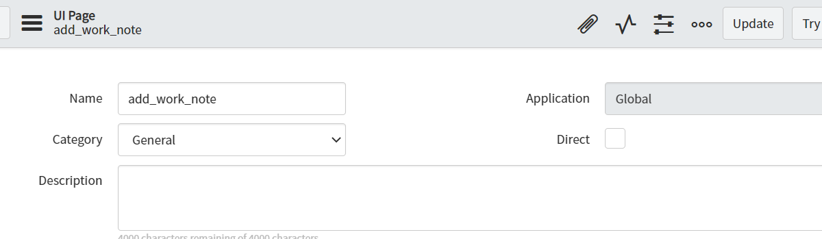 GlideModal with UI Page: add a worknote / escalate RITM (called via UI Action)