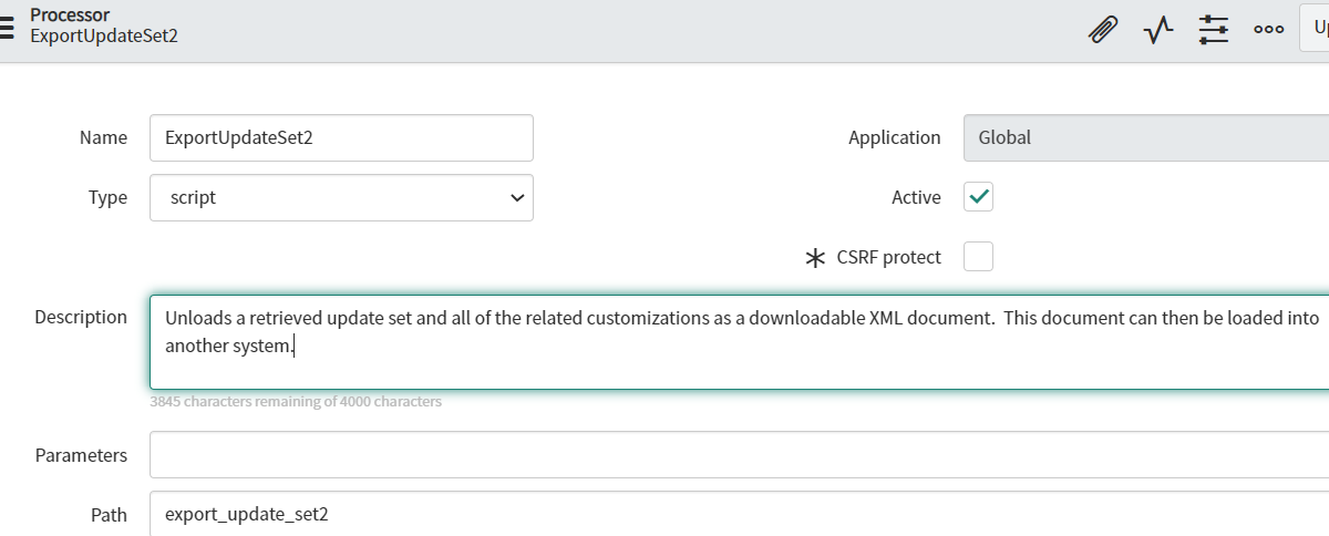 Export update set to include its name - UI action