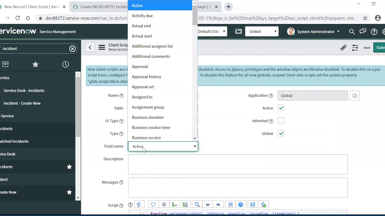 19. ServiceNow - Scripting Part 3