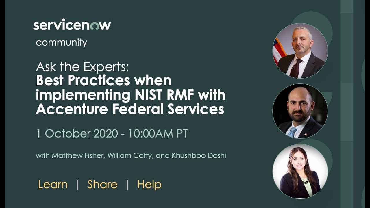 10/1 Ask the Expert: Best Practices when implementing NIST RMF with Accenture Federal Services
