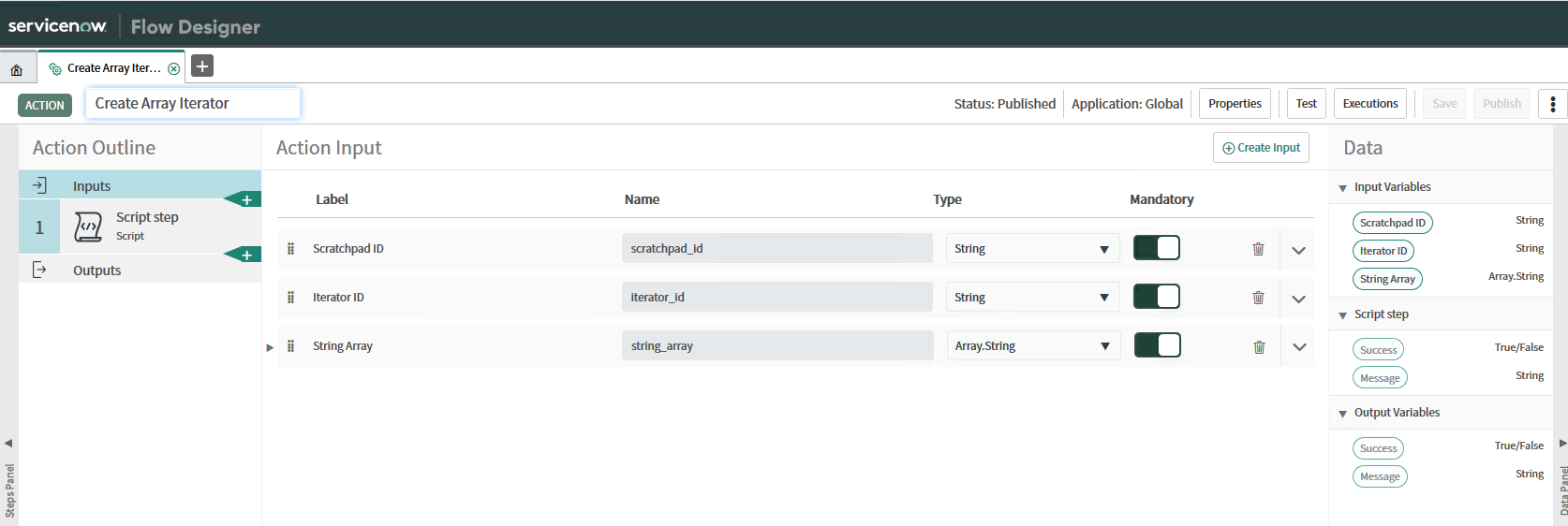 Flow Designer Array Iterator