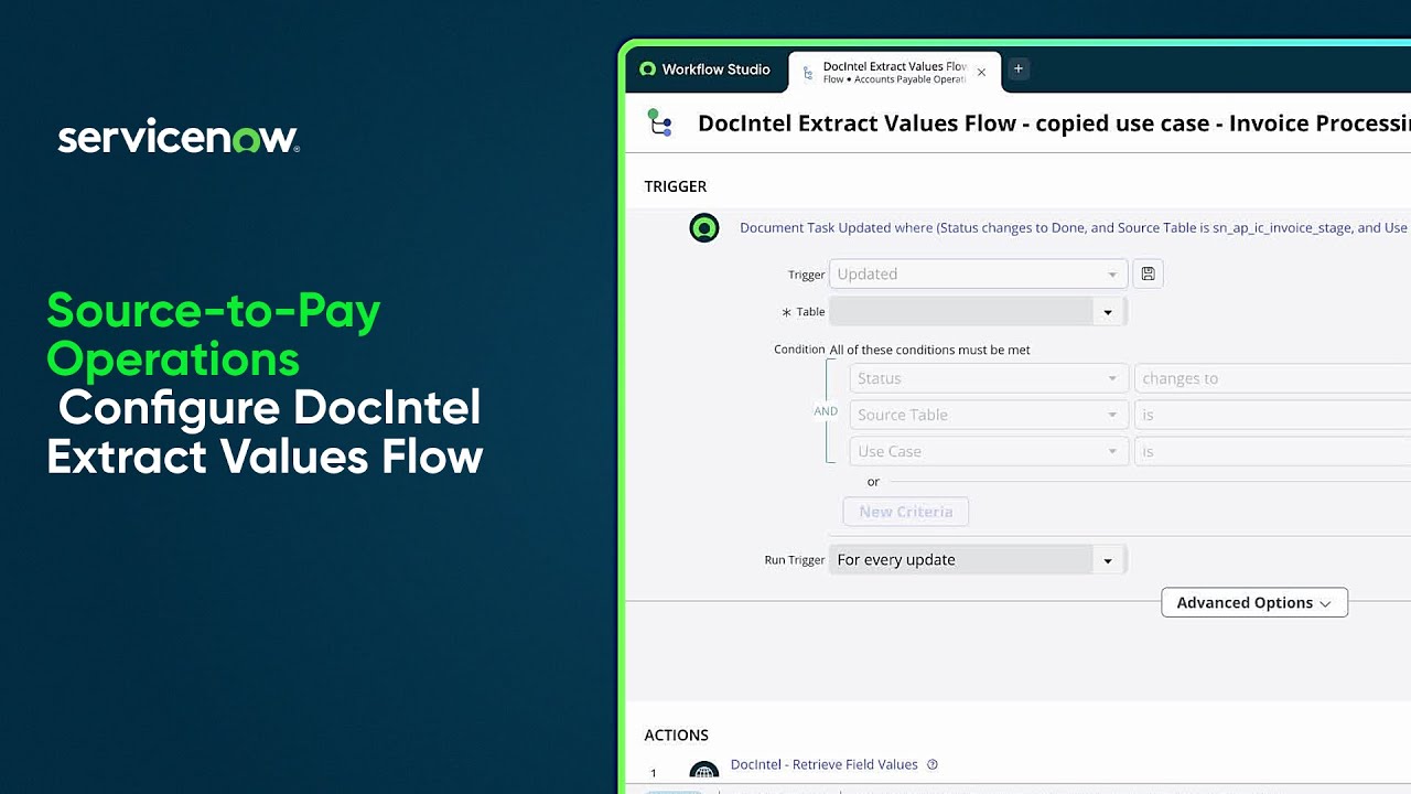 Source to pay | Configure DocIntel Extract Values Flow