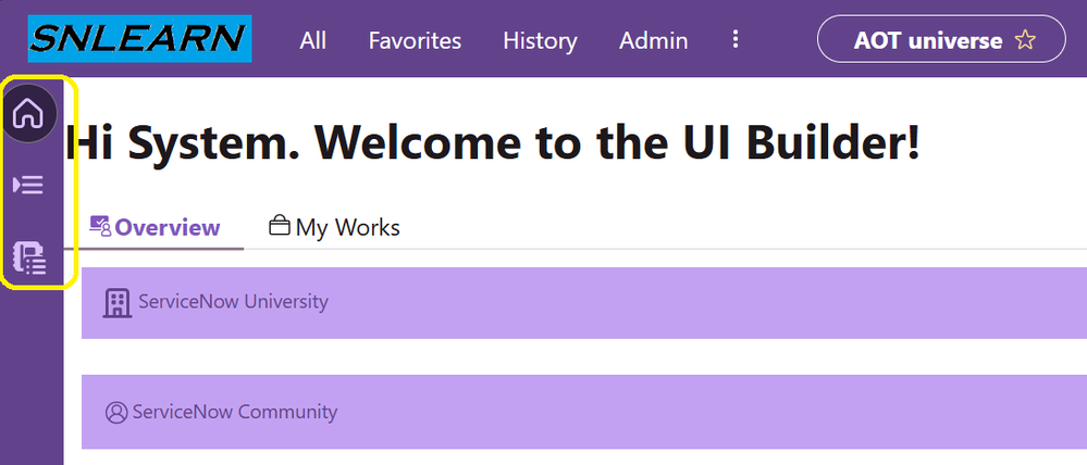 UI Builder - Control visibility of 'Side navigation' Pages