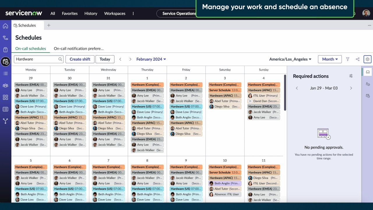 Manage your work and schedule an absence