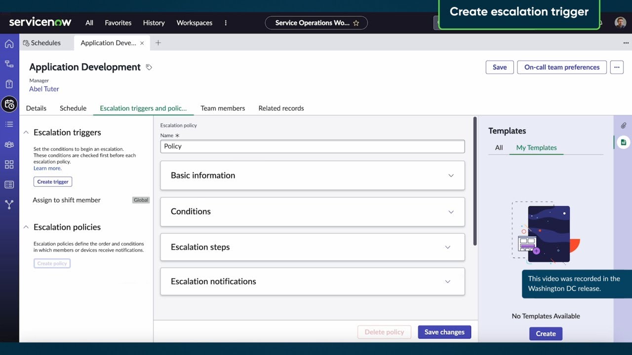 Create an escalation trigger and policy