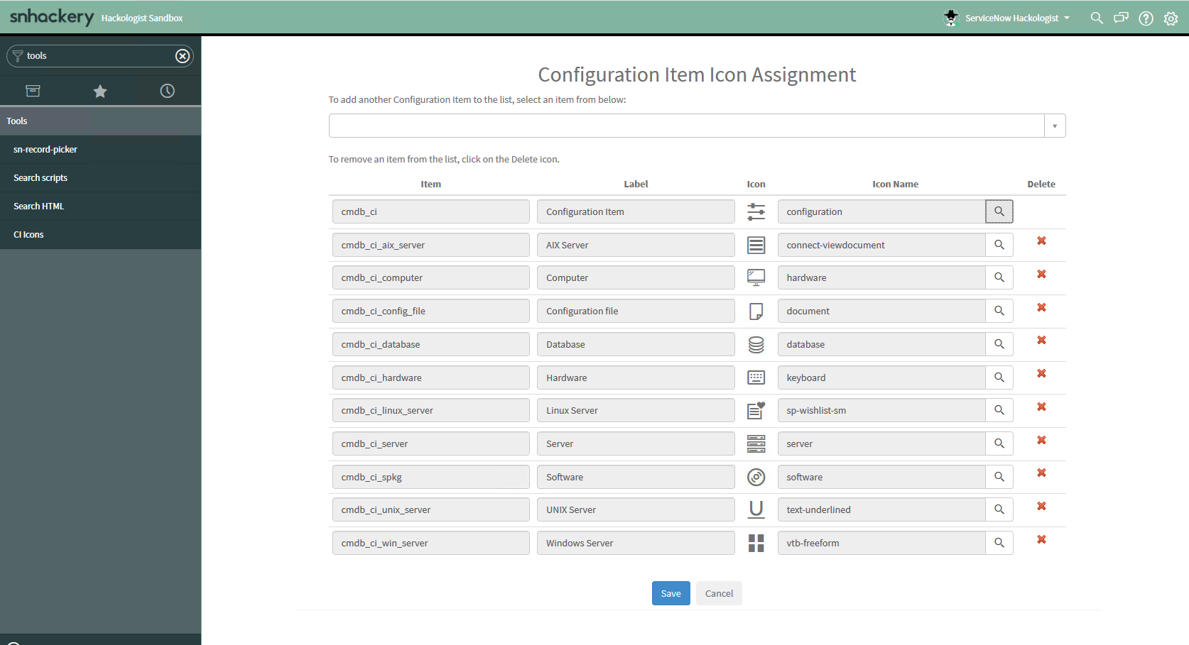 Configuration Item Icon Assignment Widget, Part III