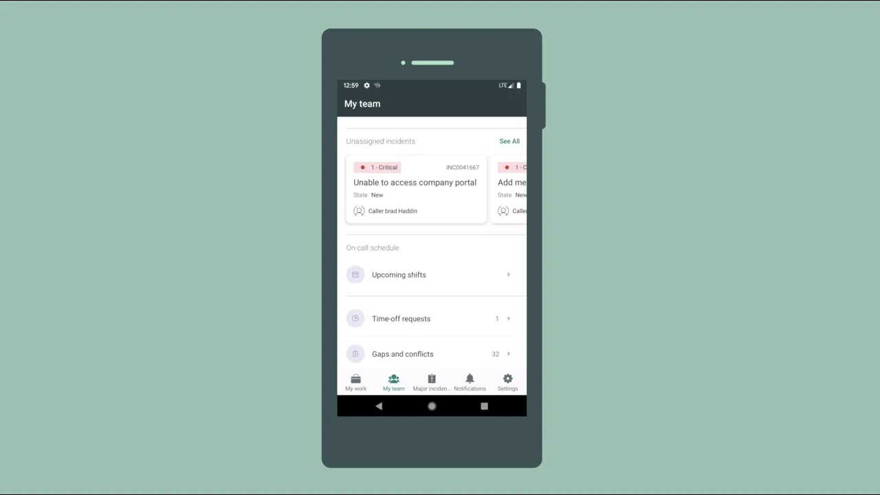 ITSM mobile experience | Managing your team