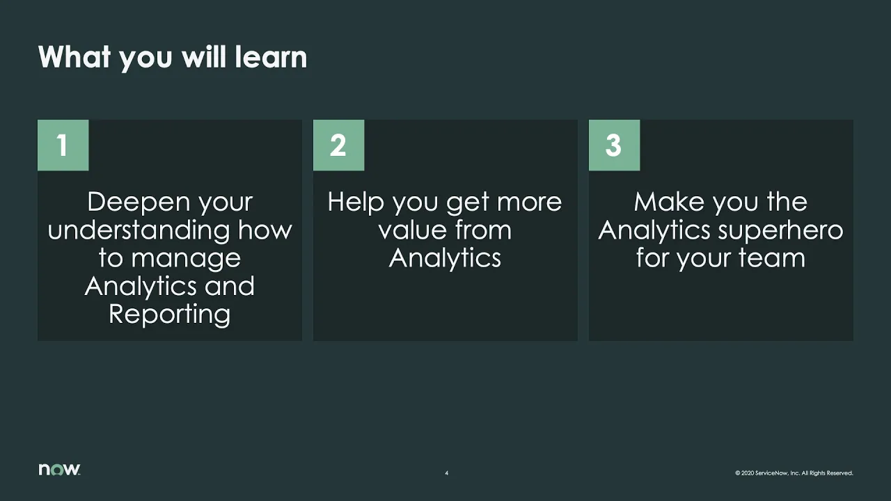 K20 Course | Dive Deep with Performance Analytics for Reporting Admins