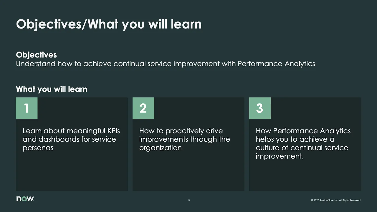 K20 Course | Achieve continual service improvement with Performance Analytics